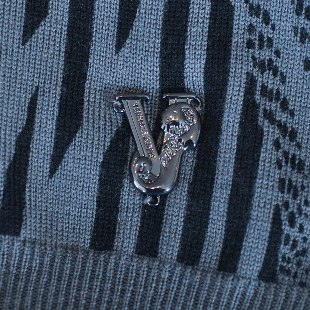 Versace Jeans Grey Animal Print V-Neck Sweater