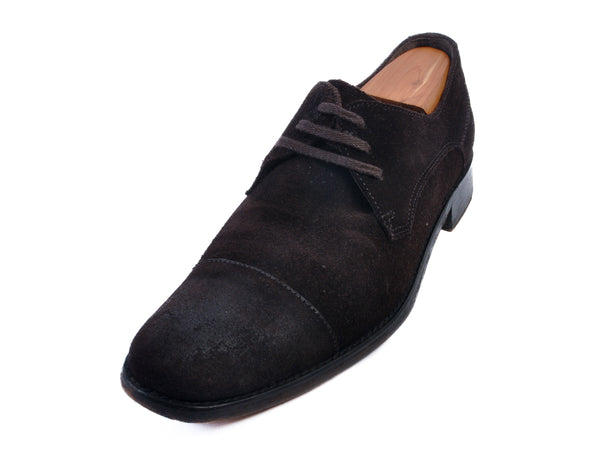 John Varvatos Brown Suede Cap Toe Derby Shoes