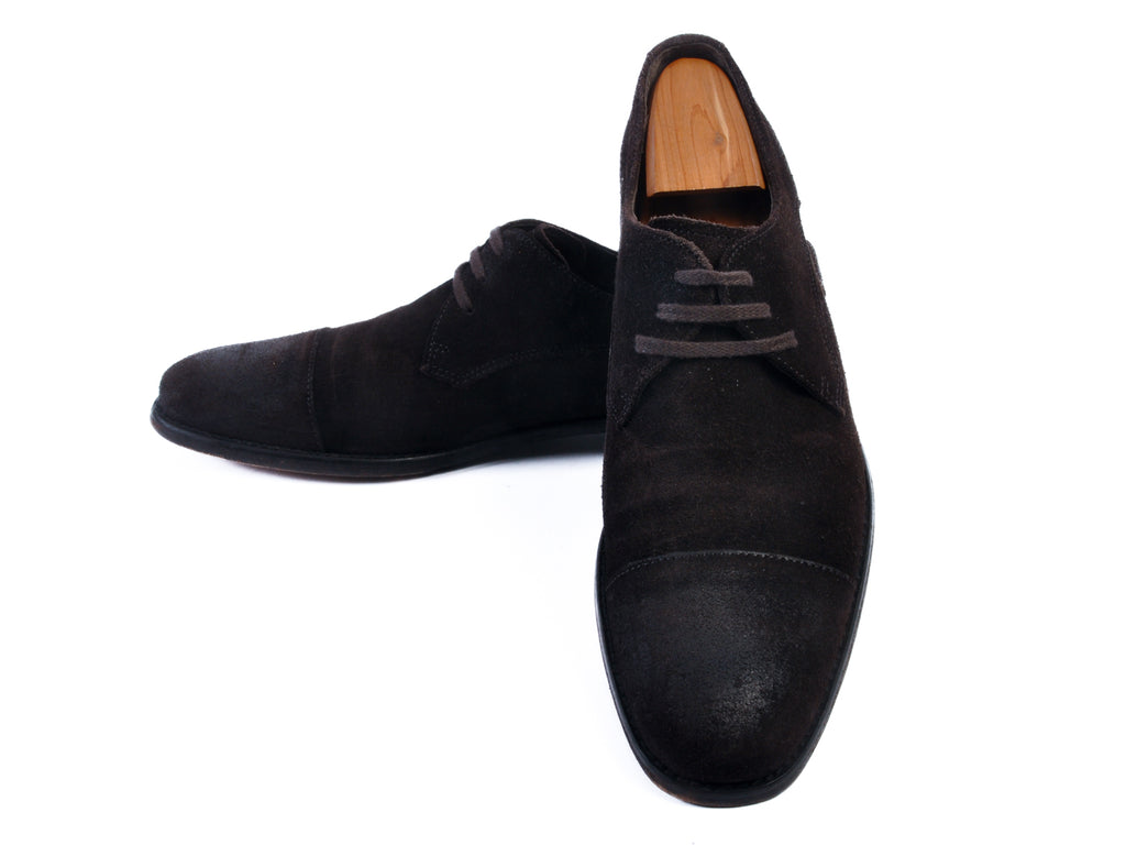 John Varvatos Brown Suede Cap Toe Derby Shoes