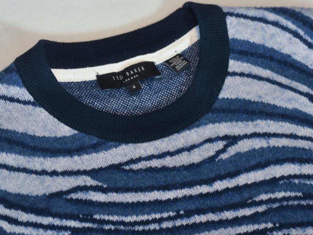 Ted Baker Blue Swirl Warfe Crew Neck Sweater