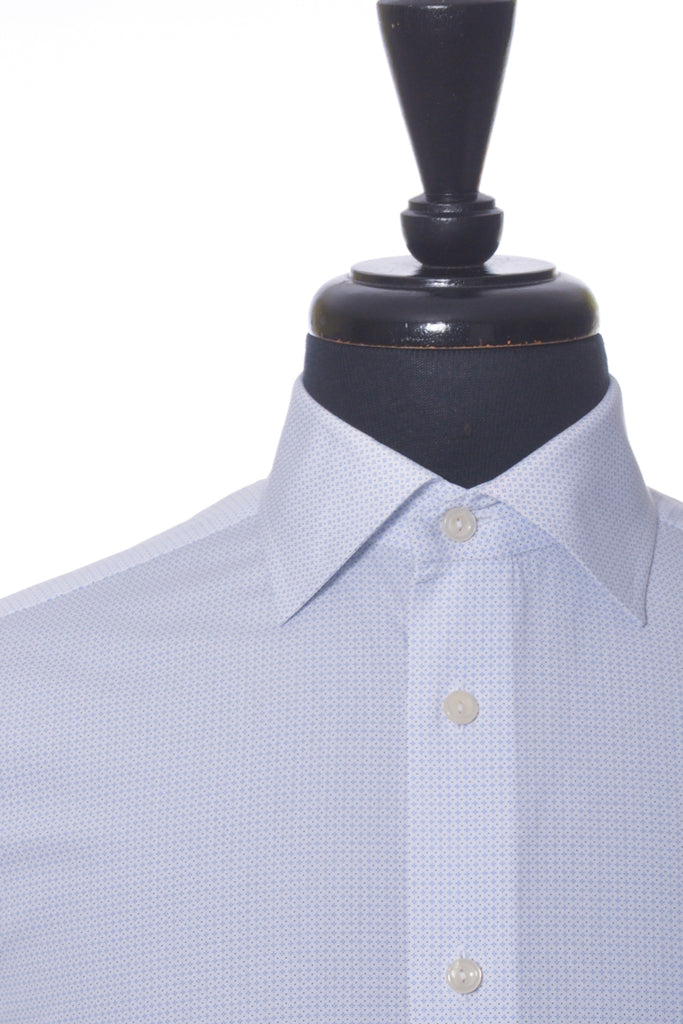Eton Blue on White Micro Print Slim Fit Shirt