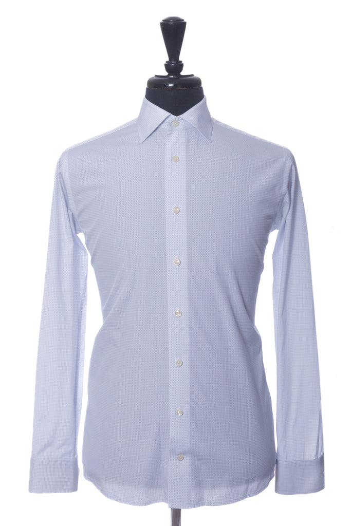 Eton Blue on White Micro Print Slim Fit Shirt