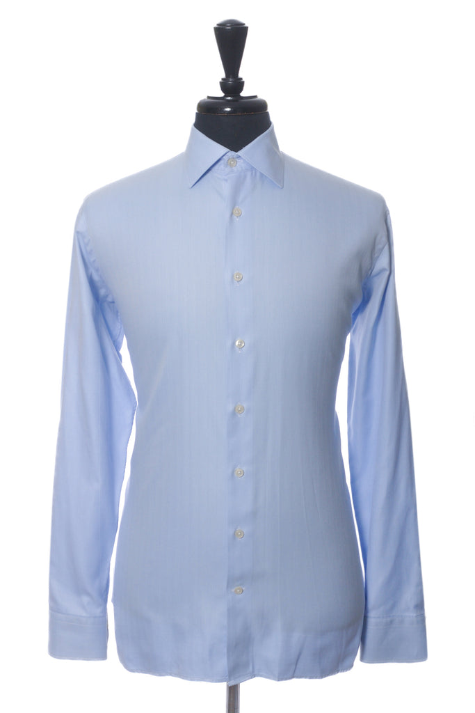 Samuelsohn Blue Herringbone Contemporary Fit Shirt