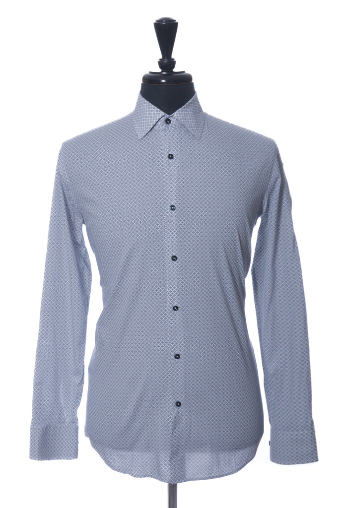 Hugo Boss Navy Blue on White Print Hank-Kent Shirt