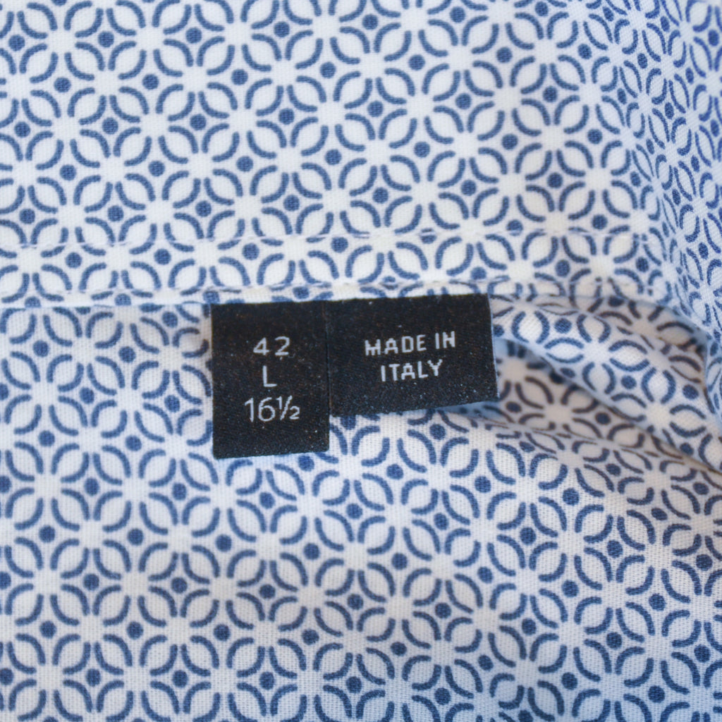 Hugo Boss Navy Blue on White Print Hank-Kent Shirt