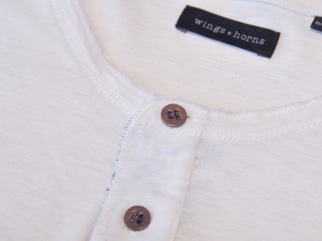 Wings + Horns White Knit Henley Shirt