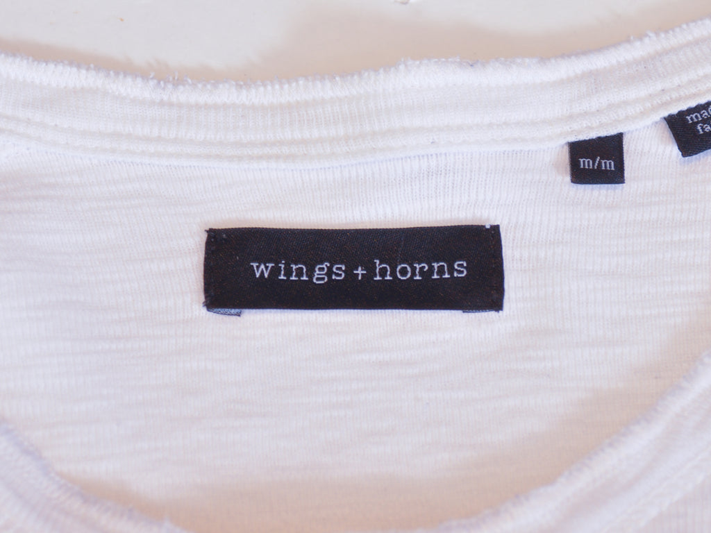 Wings + Horns White Knit Henley Shirt