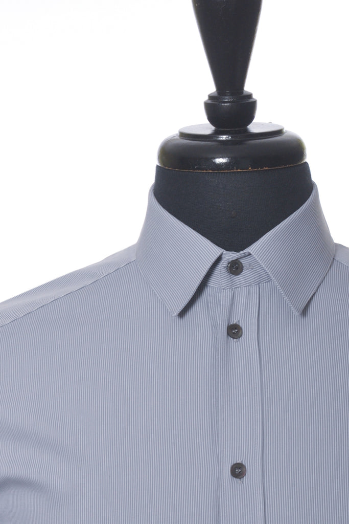 Dolce & Gabbana Gold Slate Grey Striped Dress Shirt