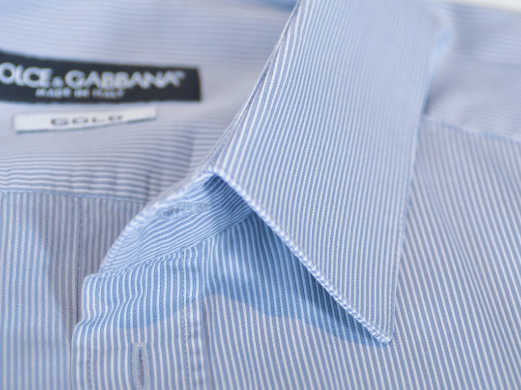 Dolce & Gabbana Gold Slate Grey Striped Dress Shirt
