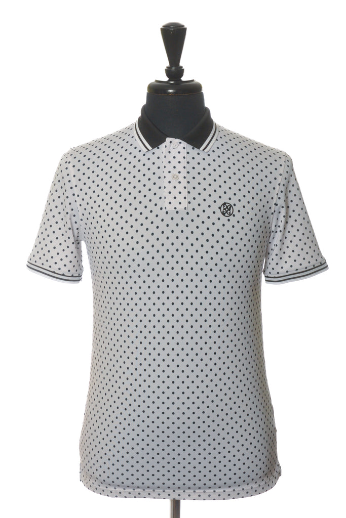 G/Fore Black on White Polka Dot Tech Jersey Polo Shirt