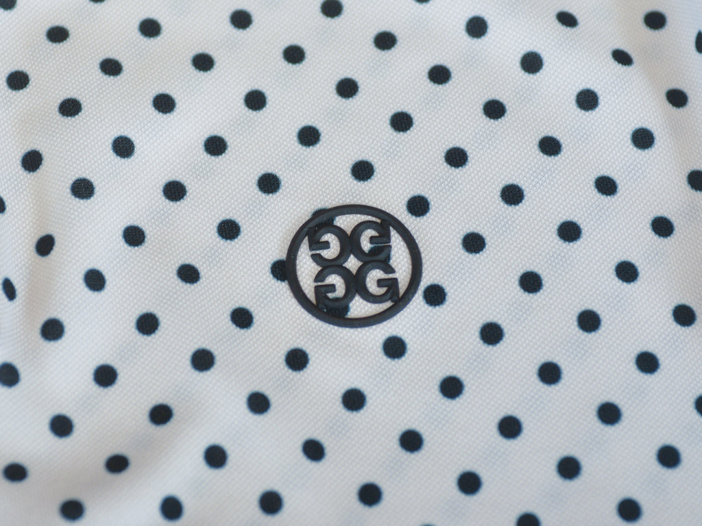 G/Fore Black on White Polka Dot Tech Jersey Polo Shirt