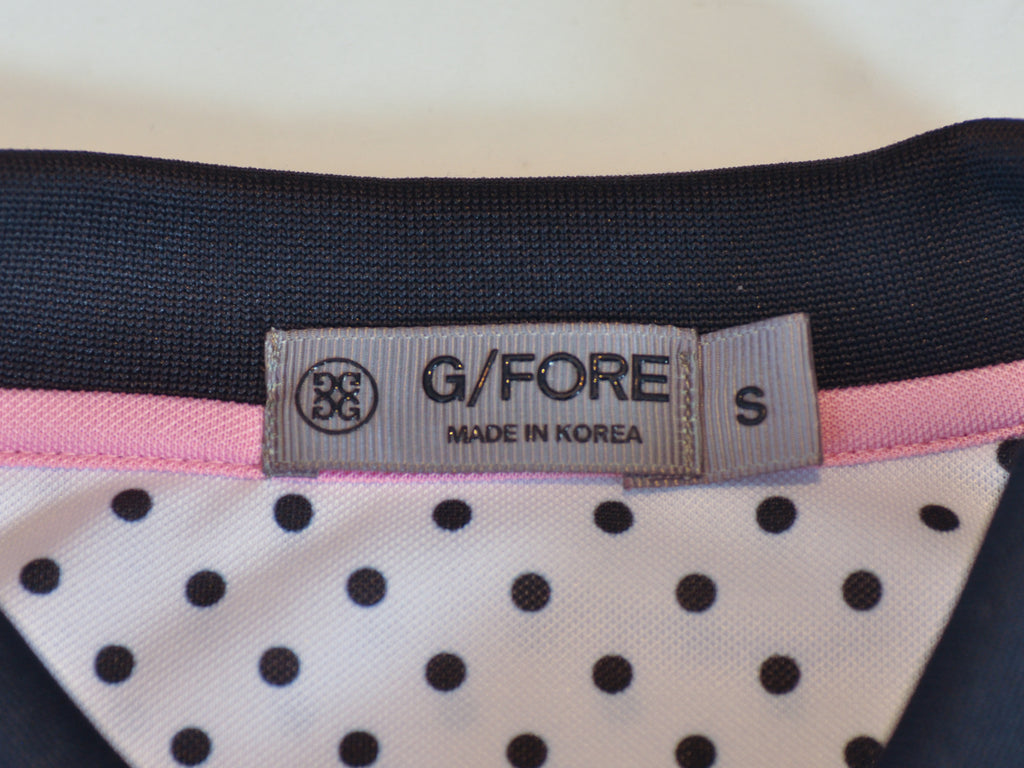 G/Fore Black on White Polka Dot Tech Jersey Polo Shirt