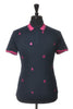 G/Fore Pink on Navy Blue Embroidered Polo Shirt