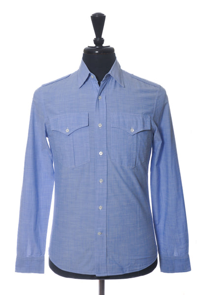Brunello Cucinelli Light Blue Leisure Fit Epaulet Shirt