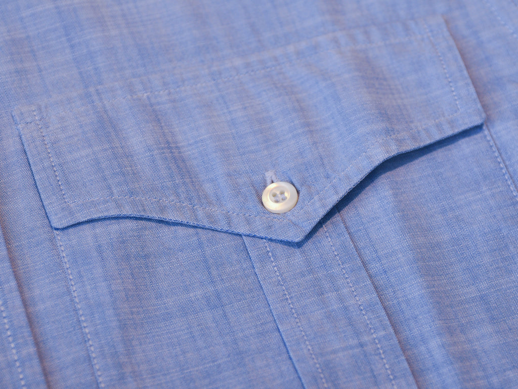 Brunello Cucinelli Light Blue Leisure Fit Epaulet Shirt