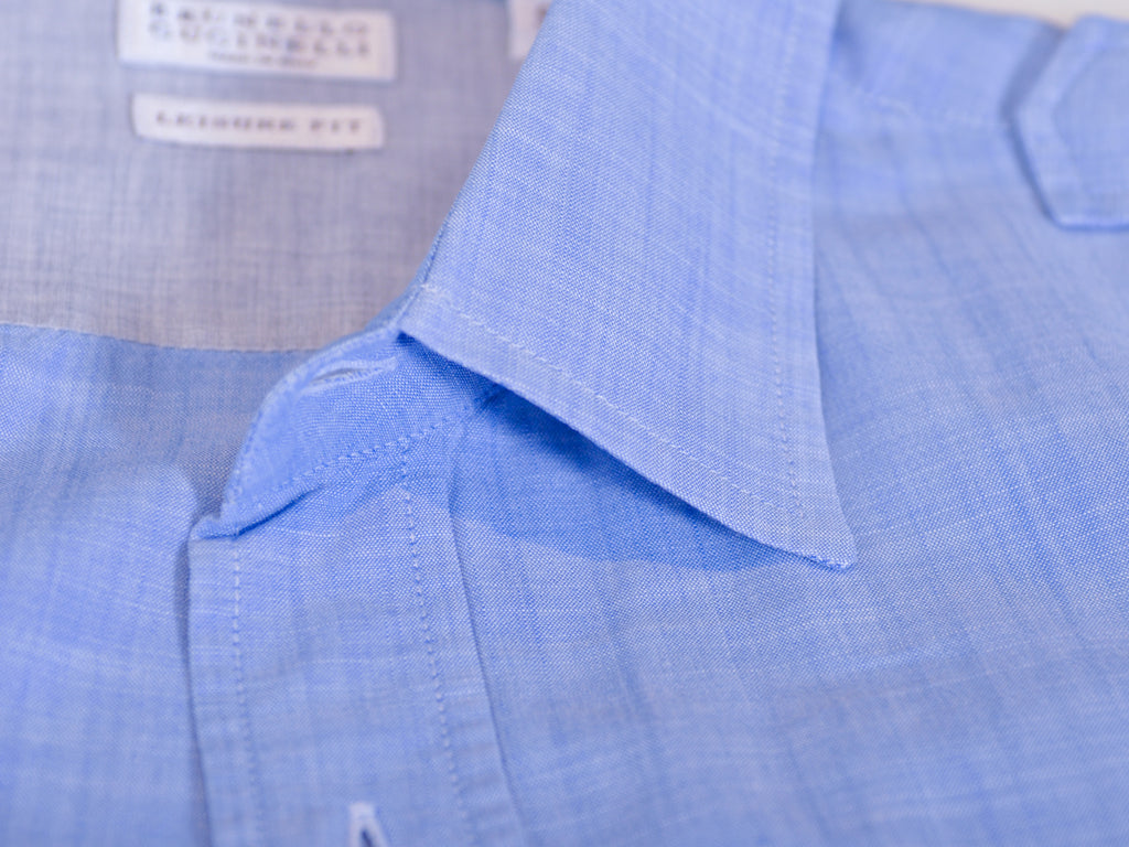 Brunello Cucinelli Light Blue Leisure Fit Epaulet Shirt
