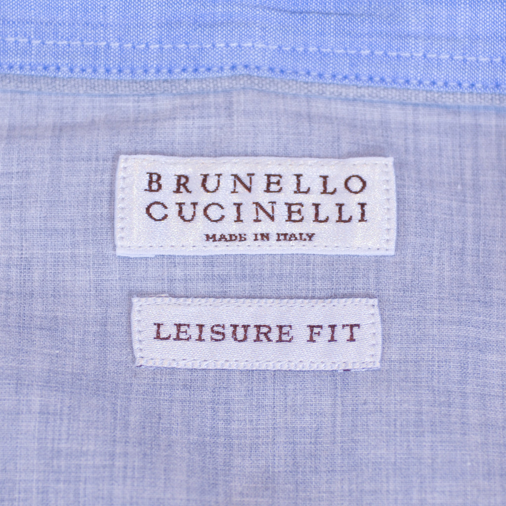 Brunello Cucinelli Light Blue Leisure Fit Epaulet Shirt