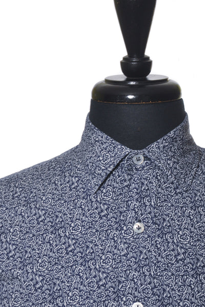 Lardini Navy Blue Floral Print Shirt