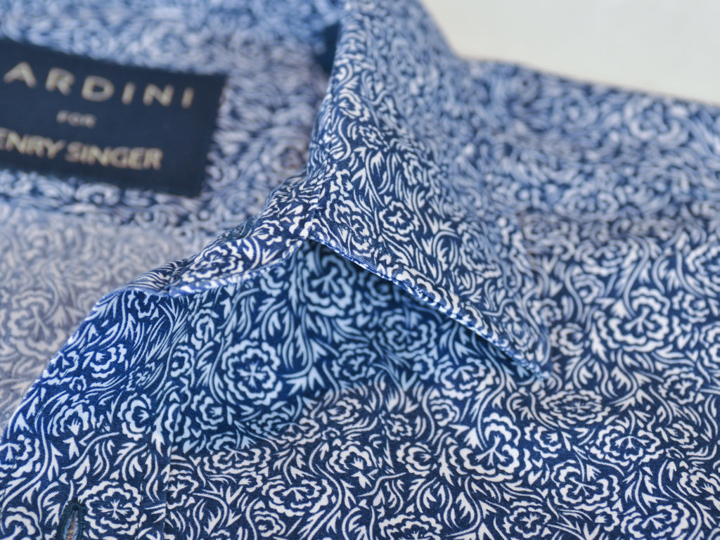 Lardini Navy Blue Floral Print Shirt