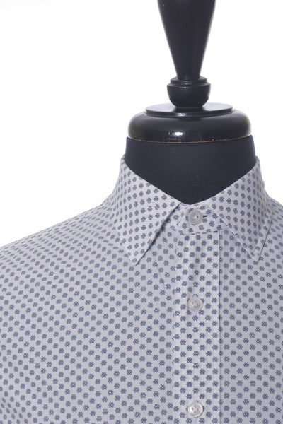 Lardini Black on White Floral Print Shirt