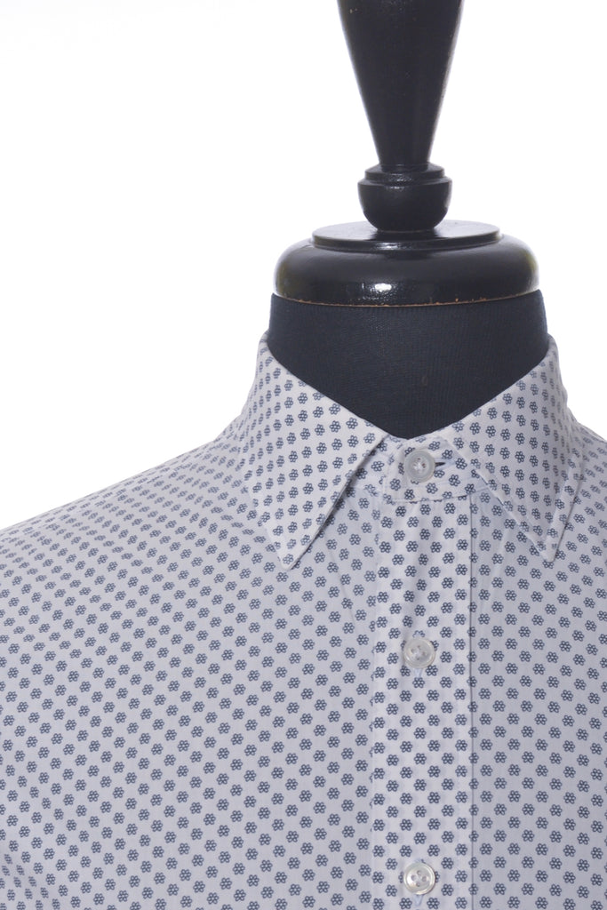 Lardini Black on White Floral Print Shirt