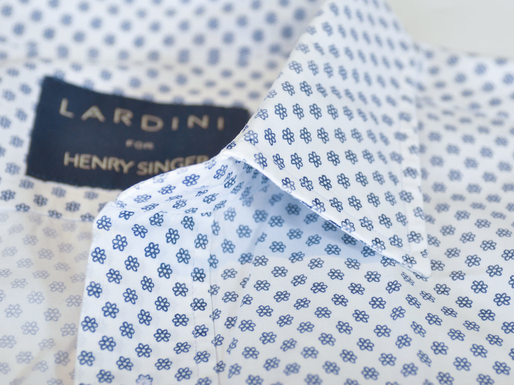 Lardini Black on White Floral Print Shirt