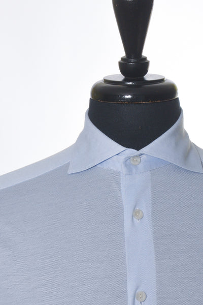 Eton Light Blue Slim Fit Knit Pique Shirt