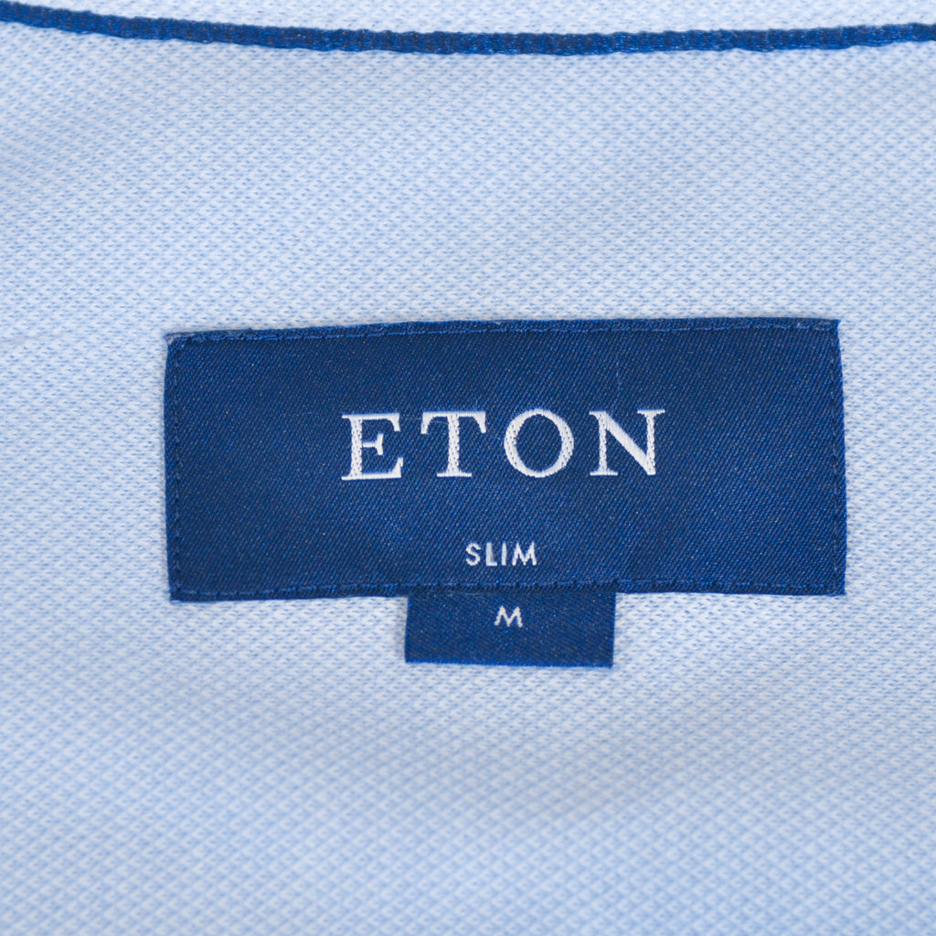 Eton Light Blue Slim Fit Knit Pique Shirt