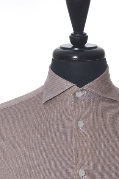 Eton Light Brown Slim Fit Knit Pique Shirt