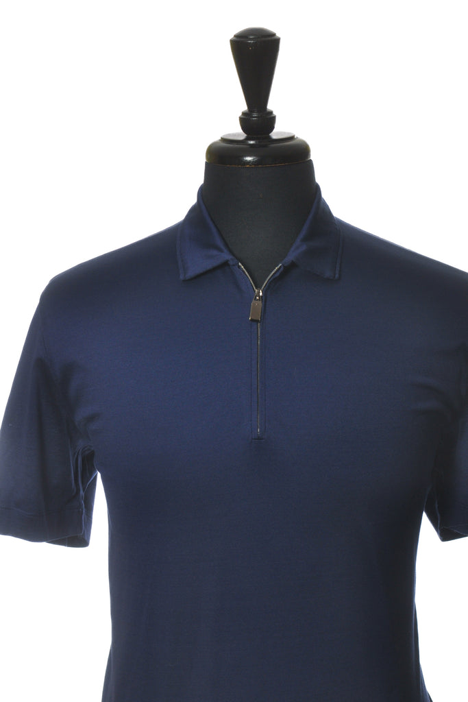 Canali 1934 Navy Blue Zip Polo Shirt