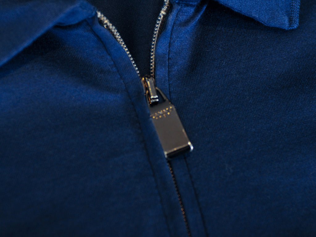 Canali 1934 Navy Blue Zip Polo Shirt