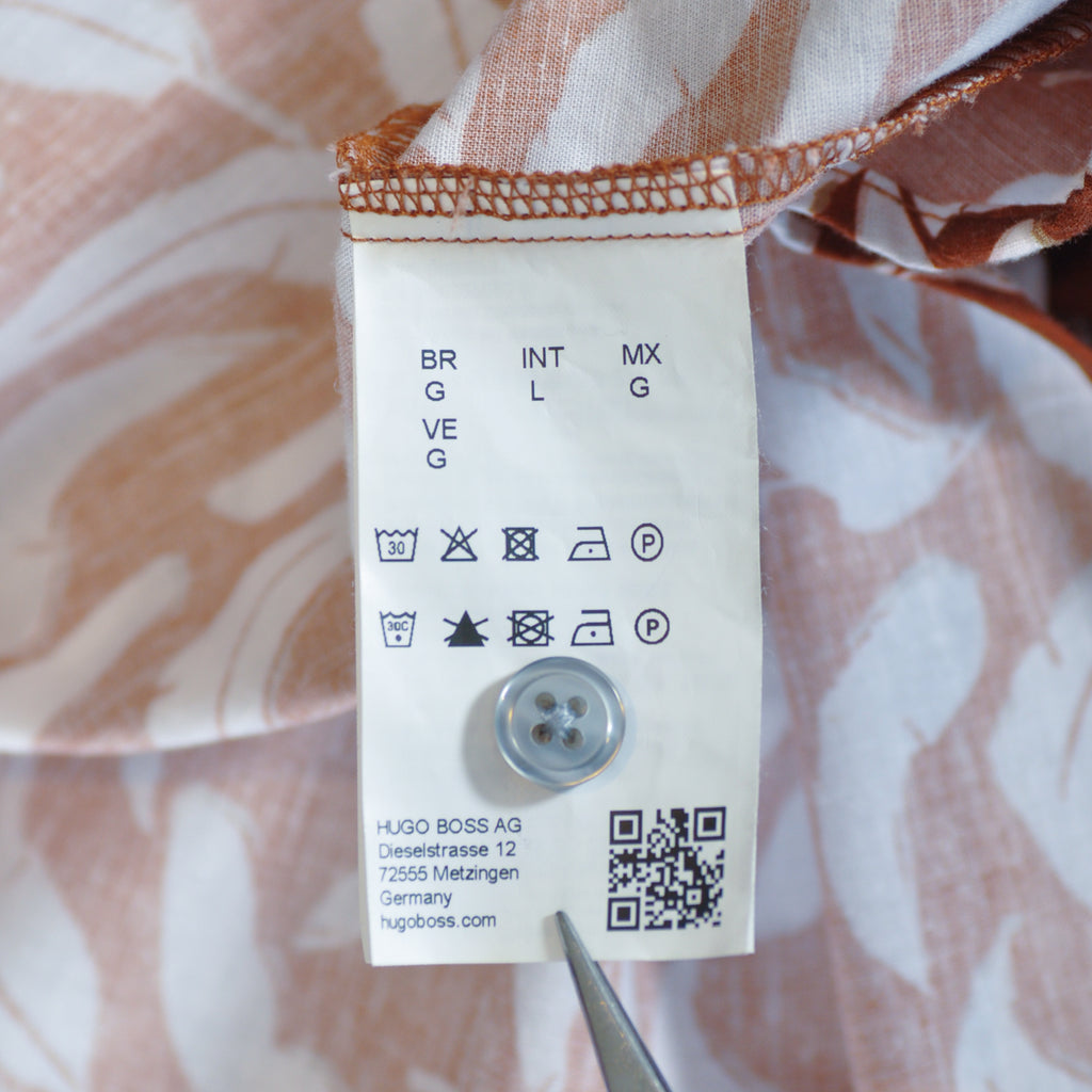 Hugo Boss Brown Leaf Print Luka_F Short Sleeve Shirt