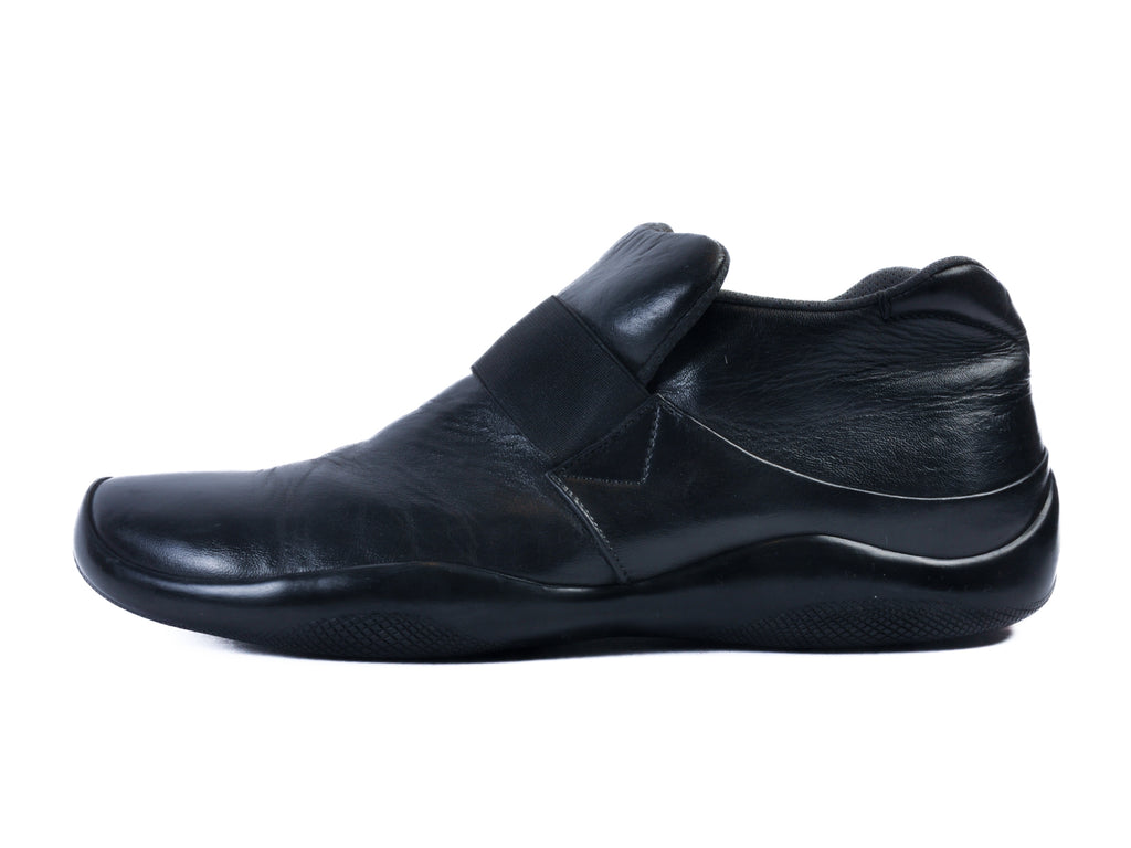 Prada Black Leather Slip-On Shoes