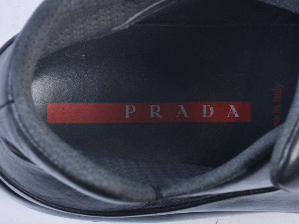 Prada Black Leather Slip-On Shoes