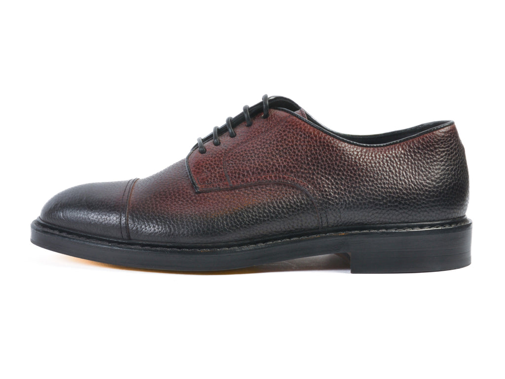 Doucal’s Oxblood Pebbled Leather Derby Shoes