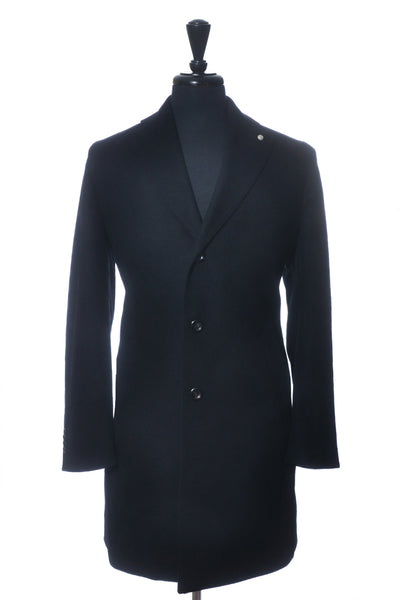 Luigi Bianchi Black Cashmere Blend Overcoat