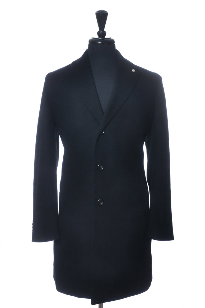 Luigi Bianchi Black Cashmere Blend Overcoat