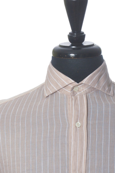 Brunello Cucinelli Brown Striped Easy Fit Shirt