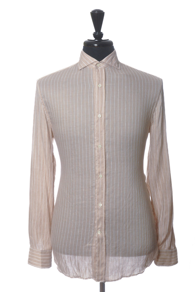Brunello Cucinelli Brown Striped Easy Fit Shirt