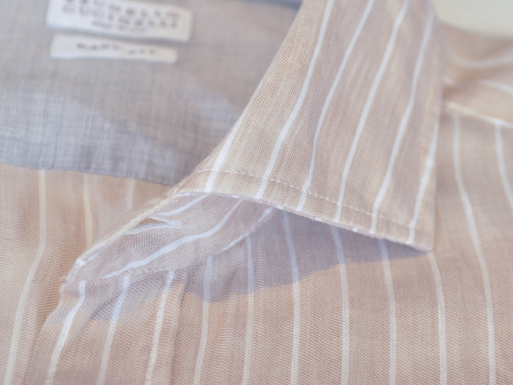 Brunello Cucinelli Brown Striped Easy Fit Shirt