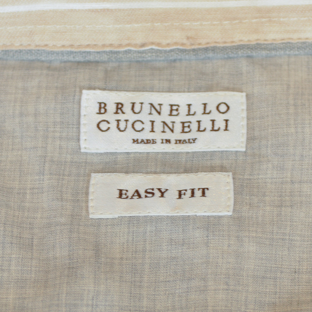 Brunello Cucinelli Brown Striped Easy Fit Shirt