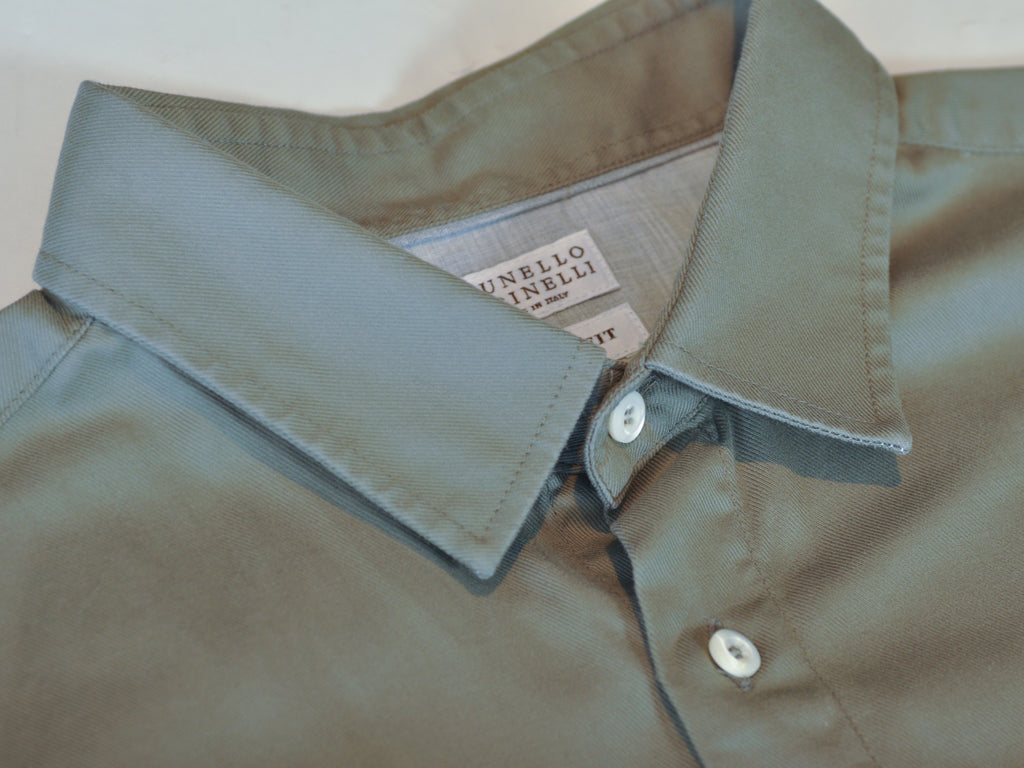Brunello Cucinelli Green Easy Fit Casual Shirt