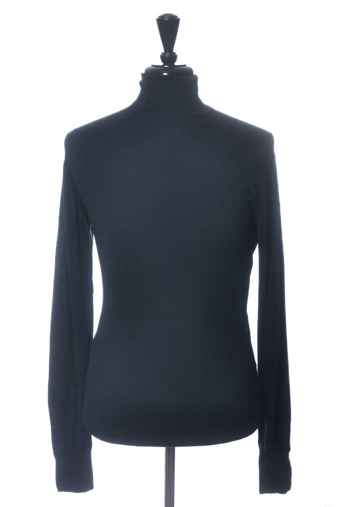 John Smedley Black New Zealand Merino Wool Roll Neck Sweater