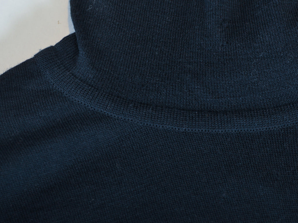 John Smedley Black New Zealand Merino Wool Roll Neck Sweater