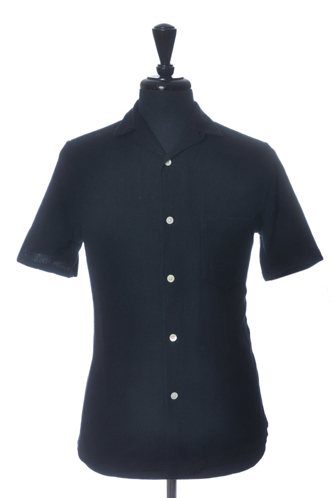 Portuguese Flannel Black Terry Knit Short Sleeve Shirt