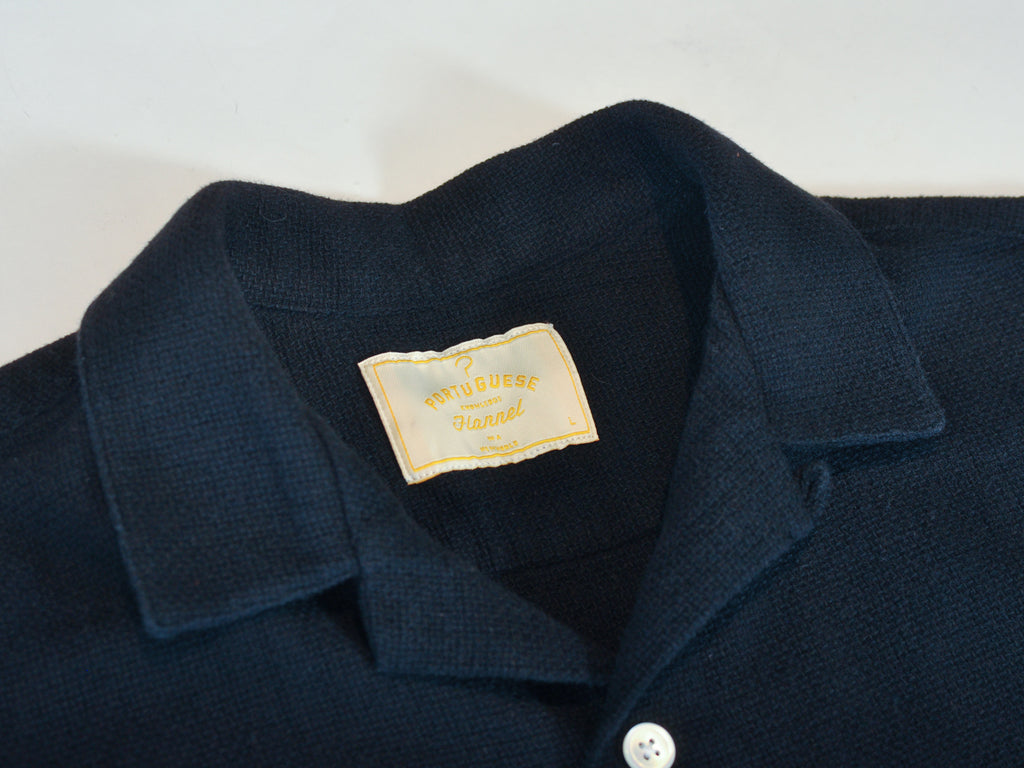 Portuguese Flannel Black Terry Knit Short Sleeve Shirt