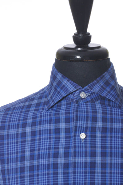 Isaia Blue Check Milano Dress Shirt
