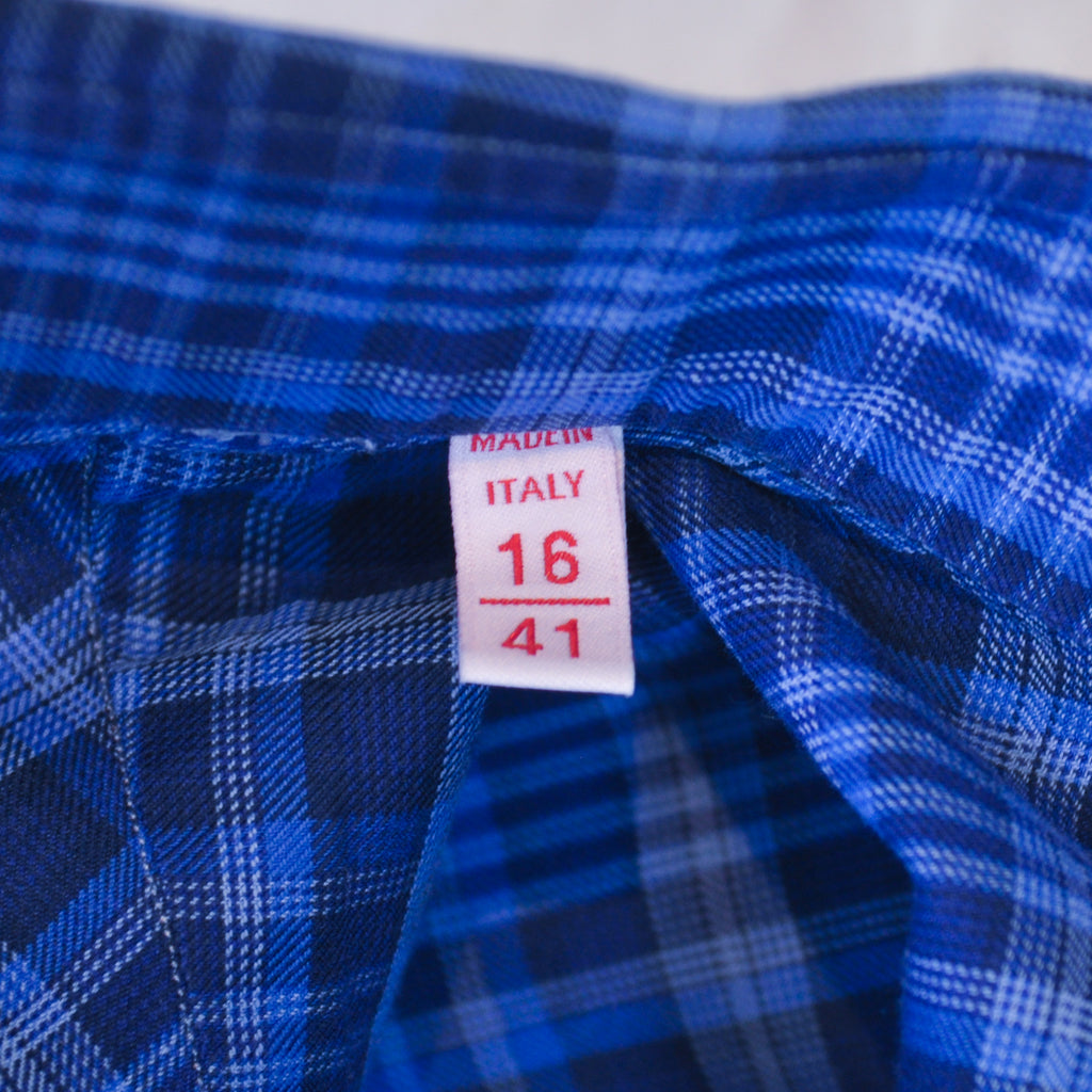 Isaia Blue Check Milano Dress Shirt