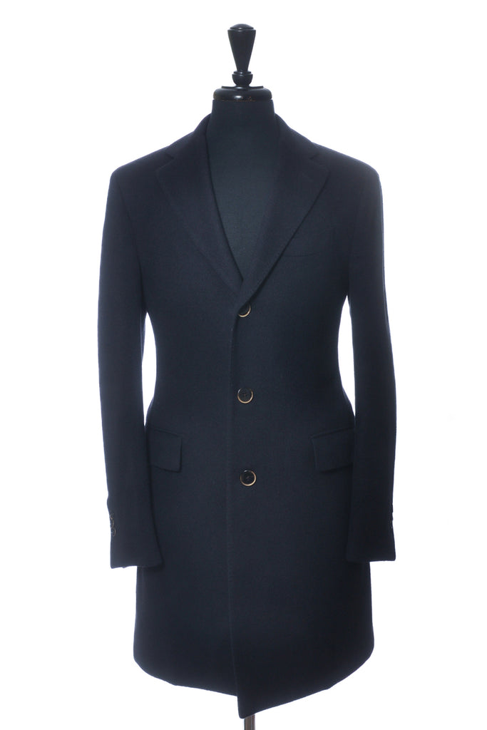 Lardini Navy Blue Angora Wool Overcoat