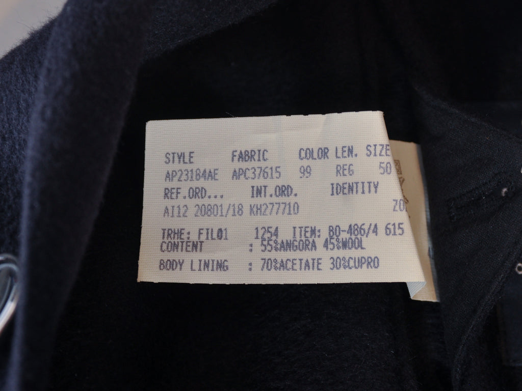 Lardini Navy Blue Angora Wool Overcoat